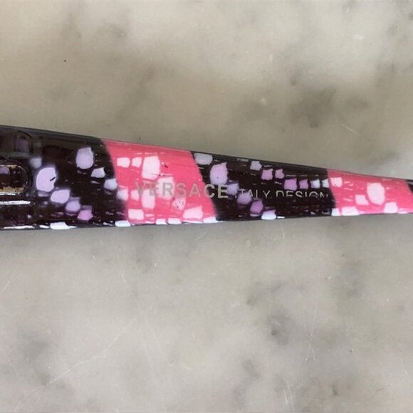 VERSACE Cat Eye Temple Medusa RX Sunglasses Italy Pink White Brown 9617-3 - Picture 9 of 17